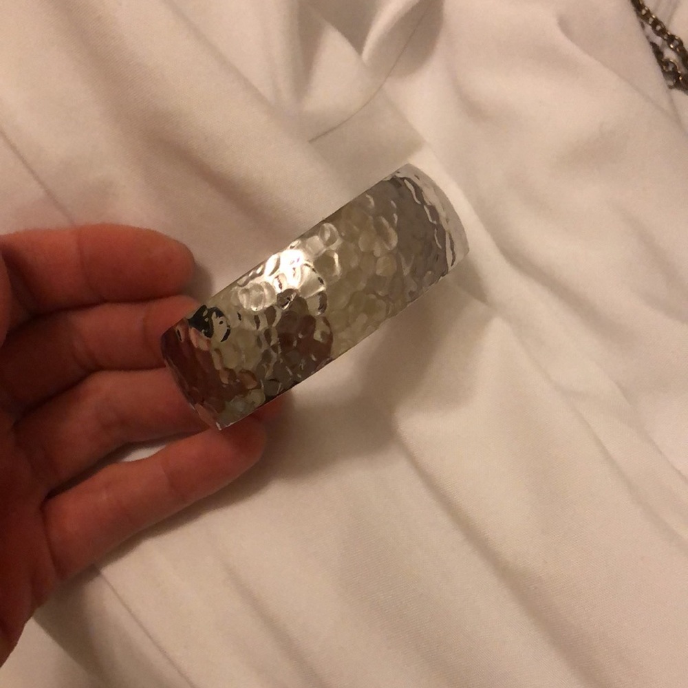 Vintage Silver Pattern Bangle Adjustable Metal Co… - image 2
